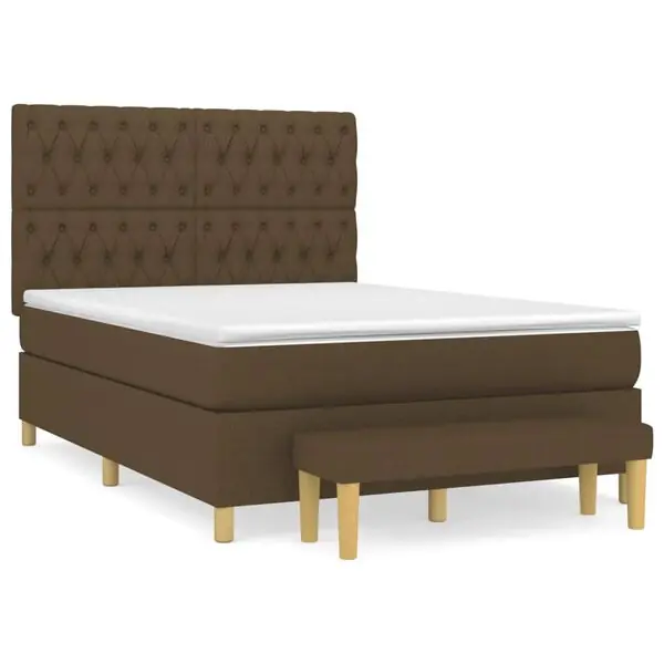 vidaXL Ramsäng med madrass mörkbrun 140x200 cm tyg Begränsat antal