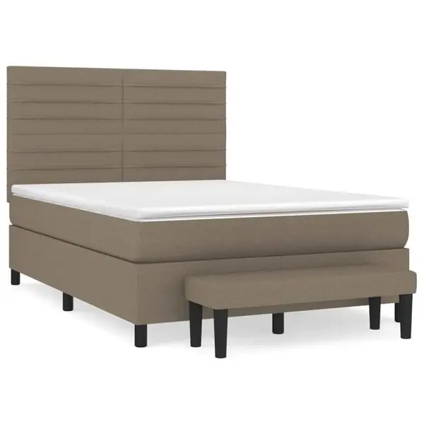 Lågt pris vidaXL Ramsäng med madrass taupe 140x190 cm tyg
