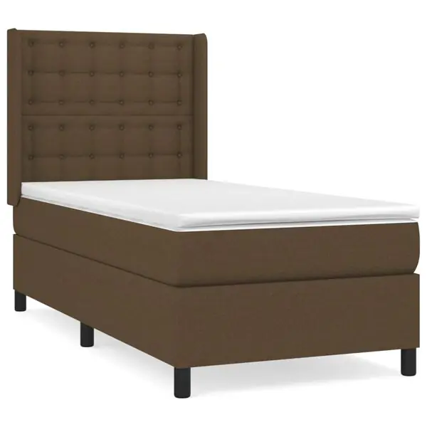 vidaXL Ramsäng med madrass mörkbrun 90x200 cm tyg Handla nu