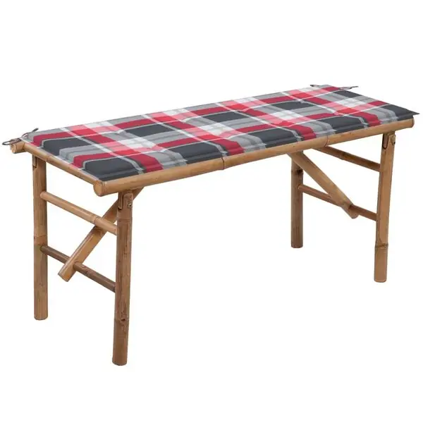 Begränsad tid vidaXL Hopfällbar trädgårdsbänk med dyna 118 cm bambu