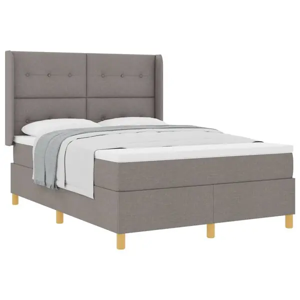 vidaXL Bäddfjäder med madrass med huvudgavel Taupe 140 x 190 cm tyg Snabb leverans