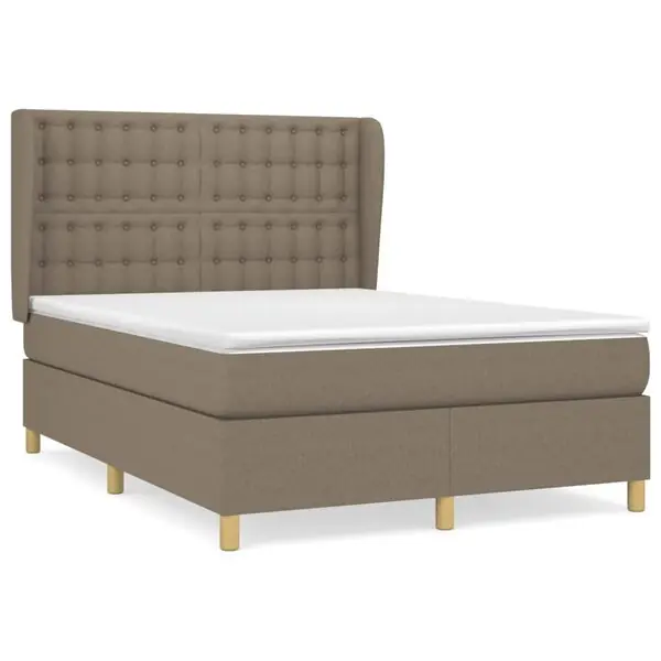 vidaXL Ramsäng med madrass taupe 140x200 cm tyg Premium