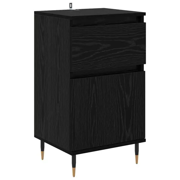 vidaXL Sideboard Svart Ek 40 x 35 x 70 cm Konstruerat trä och järn Lägg i varukorgen