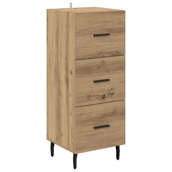 vidaXL Sideboard med låda artisan ek 34 x 34,5 x 90 cm Konstruerat trä Rea