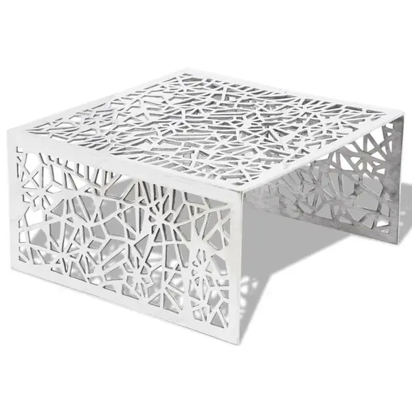 vidaXL Soffbord geometrisk design aluminium silver Erbjudande