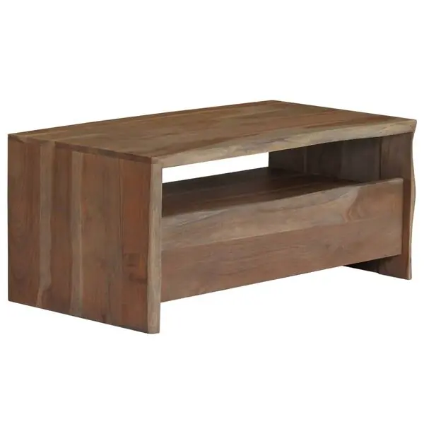 vidaXL Soffbord massivt akaciaträ levande kant 90x50x40 cm grå Lägg i varukorgen