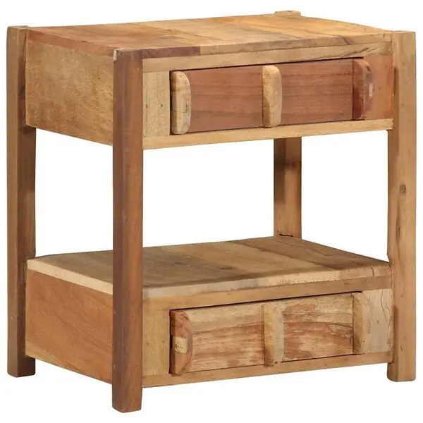 Säker betalning vidaXL Sidobord med låda Brun 43 x 32 x 46 cm Solid återvunnen trä