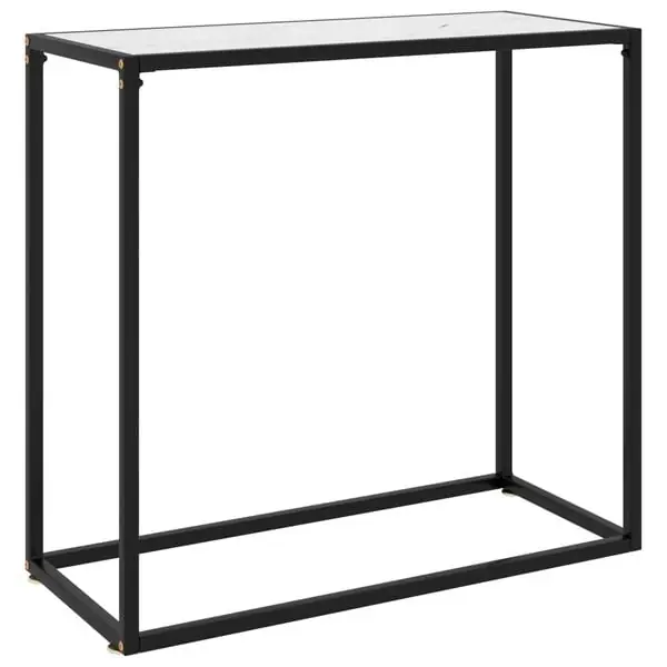 Premium vidaXL Konsolbord vit 80x35x75 cm härdat glas
