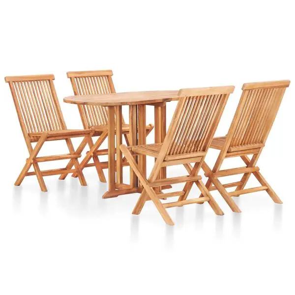 vidaXL Hopfällbar matgrupp för trädgården 5 delar teak Kampanjpris