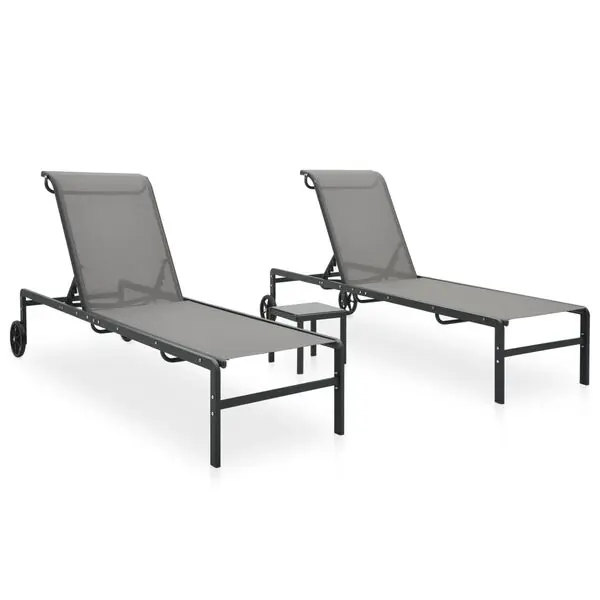 Fynd vidaXL Solsängar 2 st med bord textilene och stål