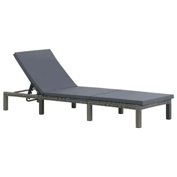 vidaXL Solsäng med dyna konstrotting antracit Fynd