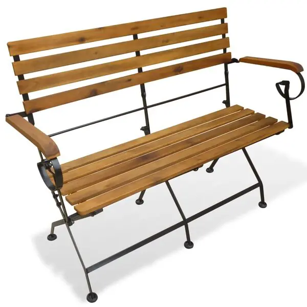 vidaXL Hopfällbar trädgårdsbänk 112 cm massivt akaciaträ Handla nu