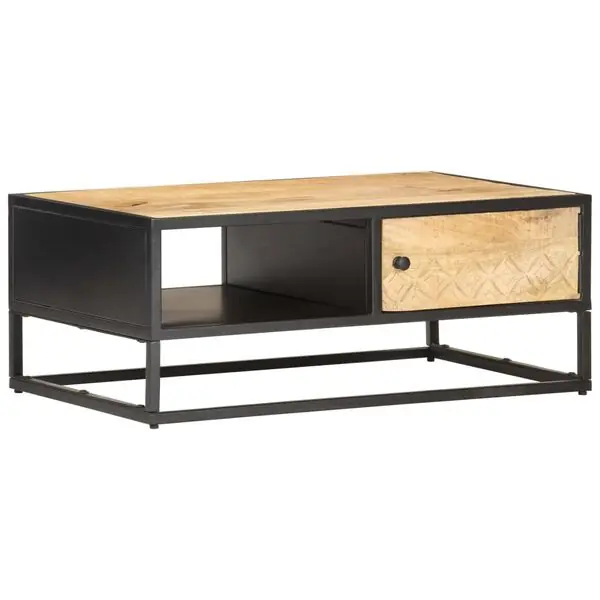 vidaXL Sängbord med snidad dörr 90x55x36 cm grovt mangoträ Lägg i varukorgen