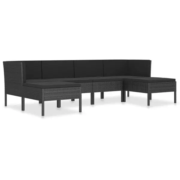 Beställ nu vidaXL Loungegrupp med dynor 6 delar svart konstrotting