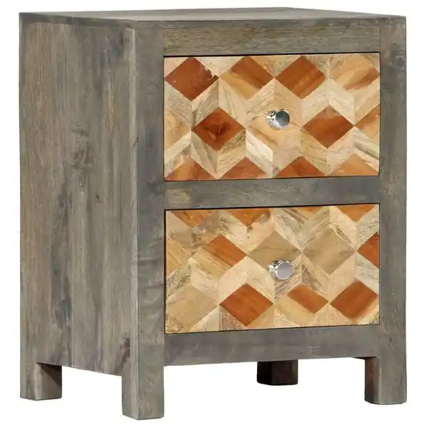 vidaXL Sängbord grå 40x30x50 cm massivt mangoträ Begränsat antal