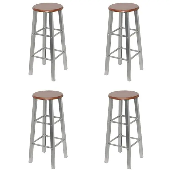 Sänkt pris vidaXL Barstolar 4 st silver och brun MDF