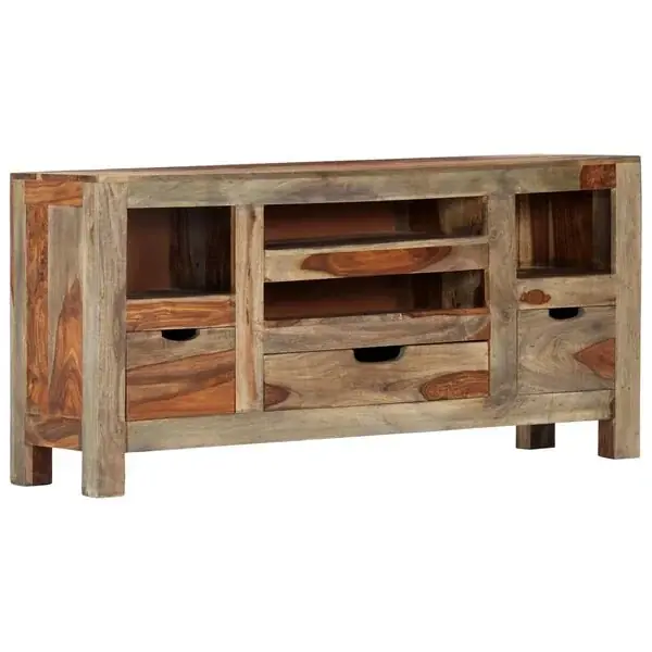 Premium vidaXL Skänk grå 100x30x50 cm massivt sheshamträ