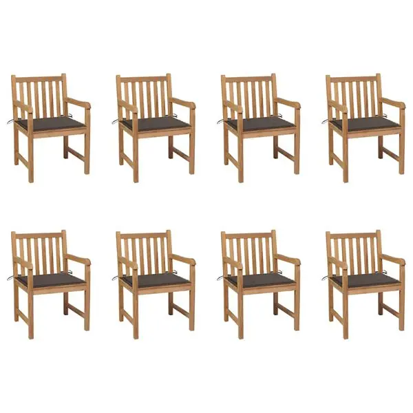 vidaXL Trädgårdsstolar 8 st med taupe dynor massiv teak Säker betalning