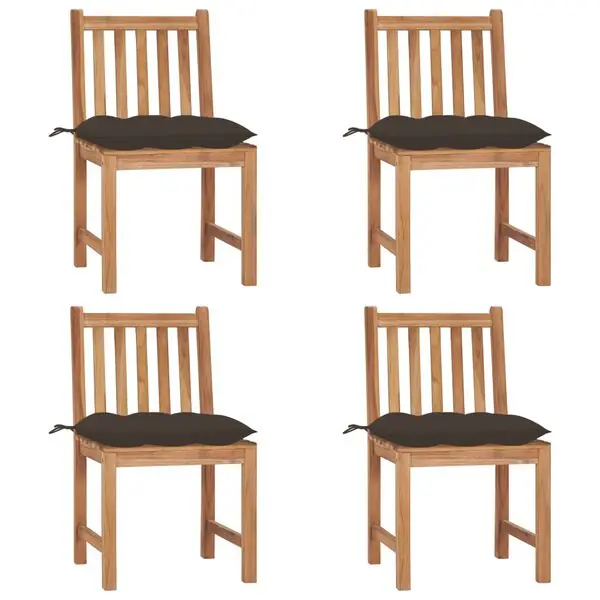 Beställ nu vidaXL Trädgårdsstolar 4 st med dynor massiv teak