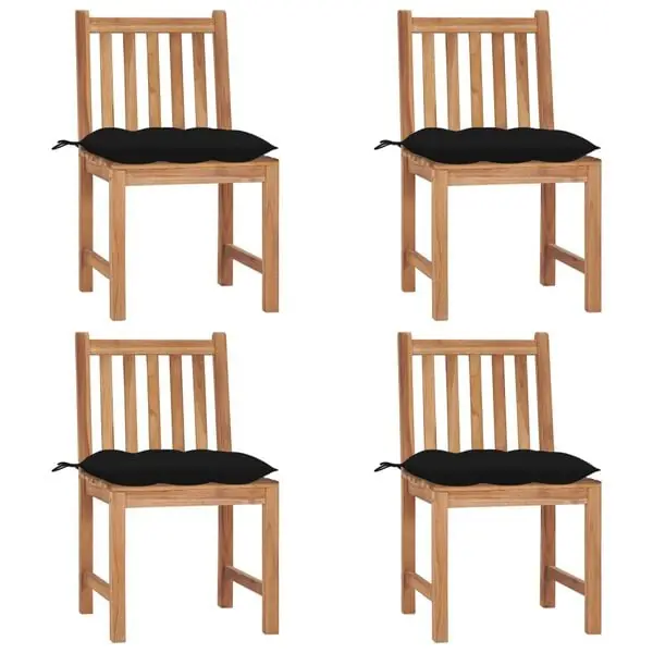 Begränsad tid vidaXL Trädgårdsstolar 4 st med dynor massiv teak