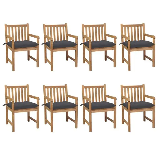 Populärt val vidaXL Trädgårdsstolar 8 st med antracita dynor massiv teak