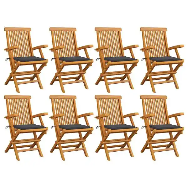 vidaXL Trädgårdsstolar med antracitgråa dynor 8 st massiv teak Kundfavorit