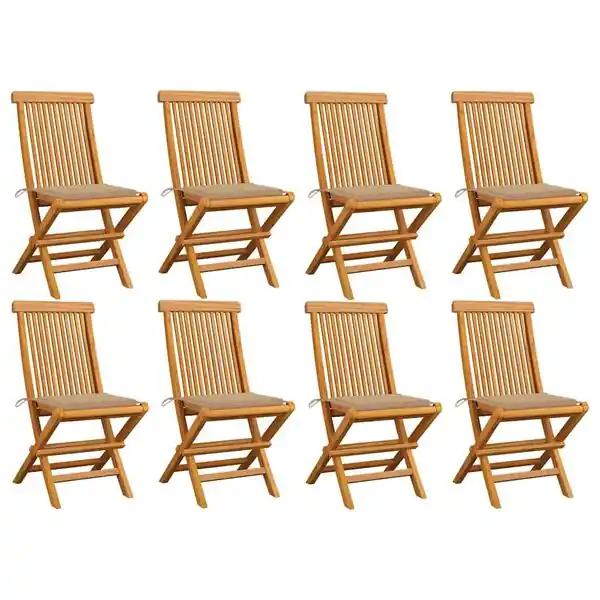Köp online vidaXL Trädgårdsstolar med beige dynor 8 st massiv teak