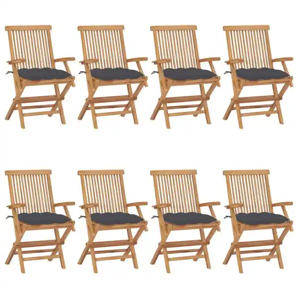Begränsad tid vidaXL Trädgårdsstolar med antracitgrå dynor 8 st massiv teak