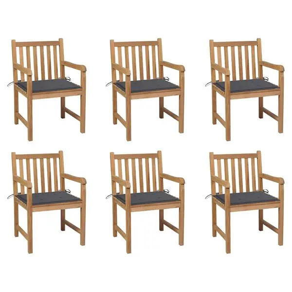 Handla nu vidaXL Trädgårdsstolar 6 st med antracita dynor massiv teak