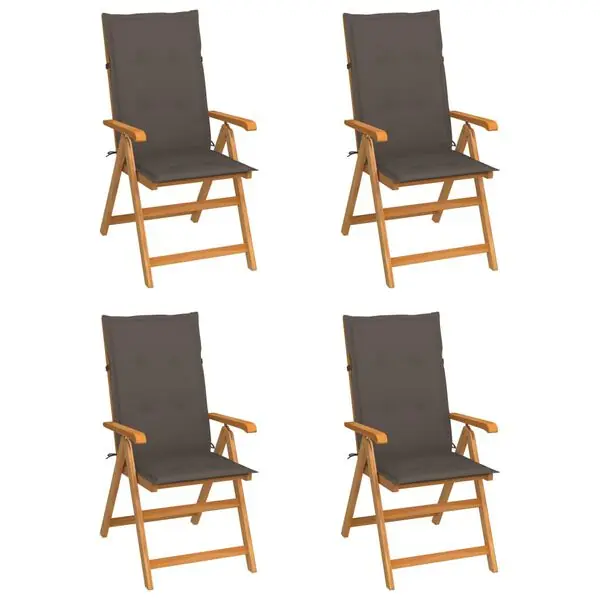 vidaXL Trädgårdsstolar med taupe dynor 4 st massiv teak Fynd
