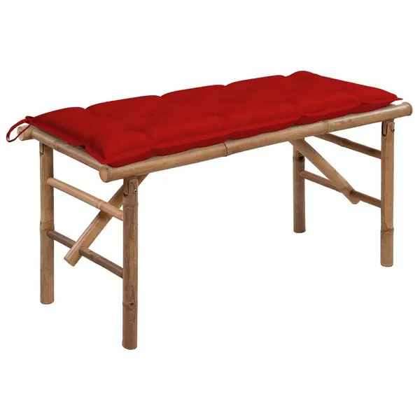 vidaXL Hopfällbar trädgårdsbänk med dyna 118 cm bambu Rabatter
