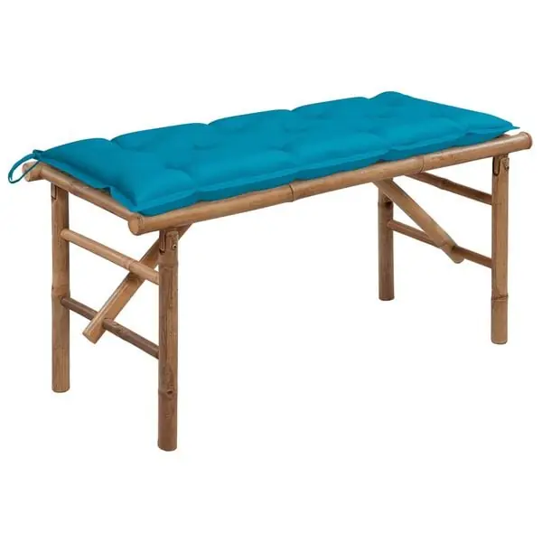 vidaXL Hopfällbar trädgårdsbänk med dyna 118 cm bambu Begränsad tid