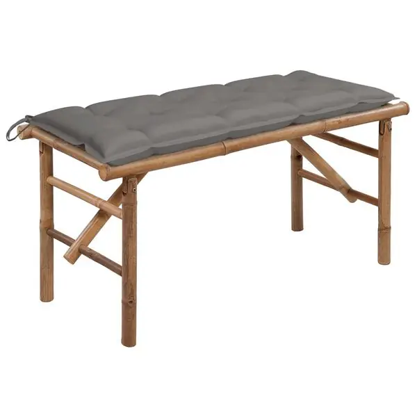 vidaXL Hopfällbar trädgårdsbänk med dyna 118 cm bambu Populärt val