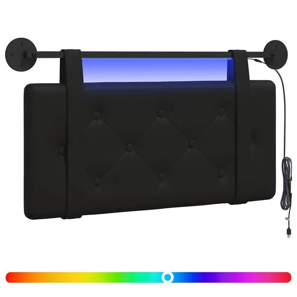 Rea vidaXL Hängande sänggavel Med LED-lampa Svart Konstläder