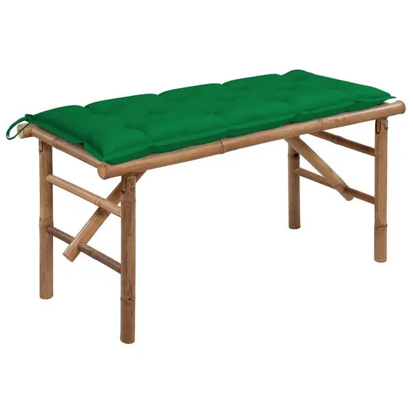 vidaXL Hopfällbar trädgårdsbänk med dyna 118 cm bambu Rabatt