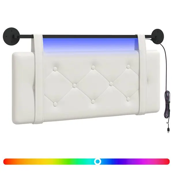 Kampanj vidaXL Hängande sänggavel Med LED-lampa Vit Konstläder