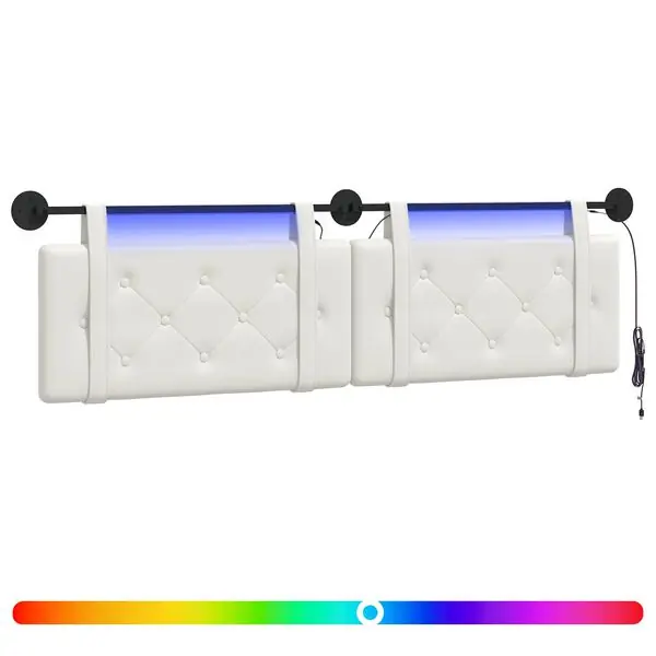 vidaXL Hängande sänggavel Med LED-lampa Vit Konstläder Fynd