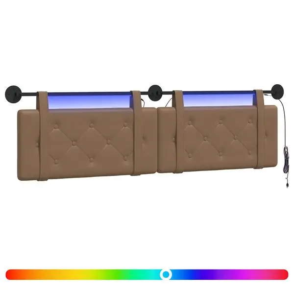 Extra rabatt vidaXL Hängande sänggavel Med LED-lampa Cappuccino Konstläder