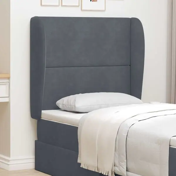 Trygg betalning vidaXL Sänggavel Öra Dämpad Grå 80 x 23 x 6 cm Sammet