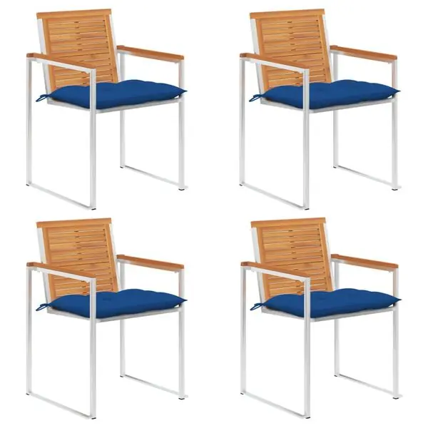 Kampanj vidaXL Trädgårdsstolar med dynor 4 st massivt akaciaträ
