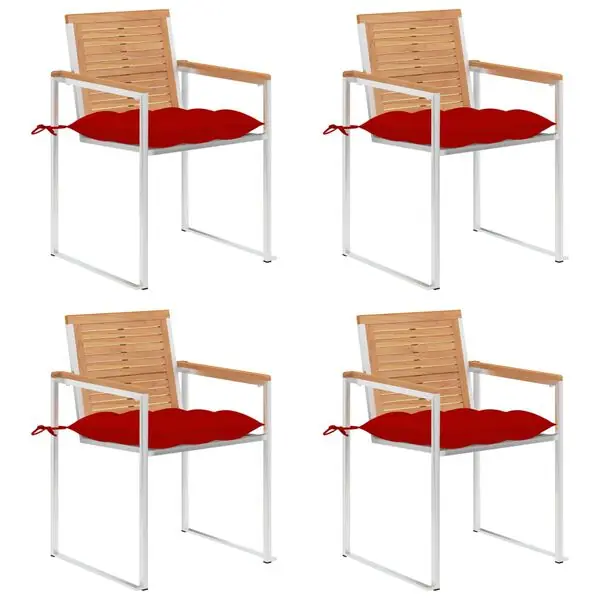 vidaXL Trädgårdsstolar med dynor 4 st massiv teak Bästa pris