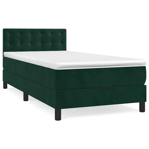 vidaXL Ramsäng med madrass mörkgrön 80x200 cm sammet Erbjudande