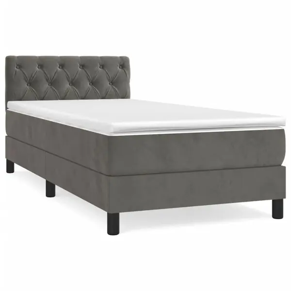 Rabatt vidaXL Ramsäng med madrass mörkgrå 80x200 cm sammet