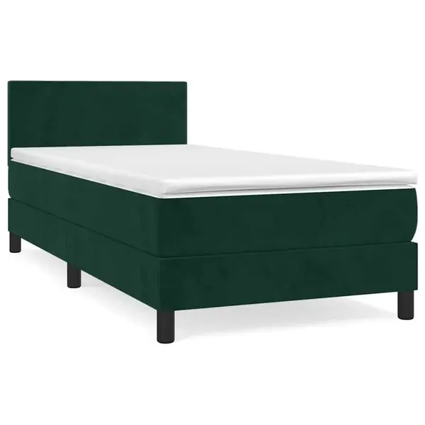 vidaXL Ramsäng med madrass mörkgrön 80x200 cm sammet Sänkt pris